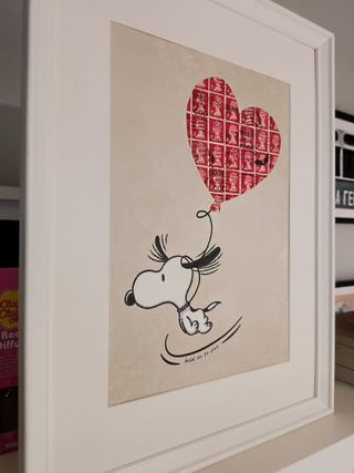Quadro Snoopy Love con francobolli veri