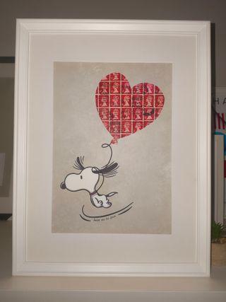 Quadro Snoopy Love con francobolli veri