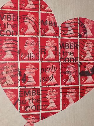 Quadro Snoopy Love con francobolli veri