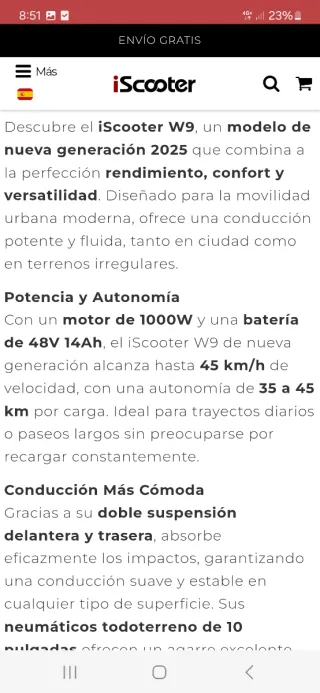 Patinete Eléctrico 1000w.