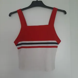 Top de tirantes rayas rojo, blanco y azul