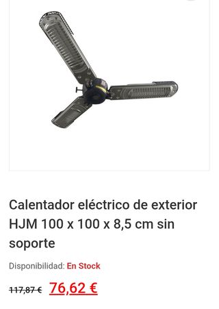 Estufa Eléctrica Exterior HJM 2000W 3 Quemadores Negra
