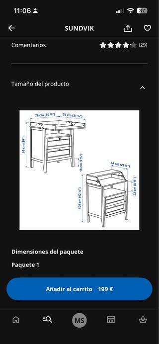 Comoda con cambiador blanco