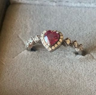Anillo Plata Corazón Rodolita