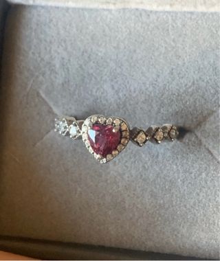 Anillo Plata Corazón Rodolita