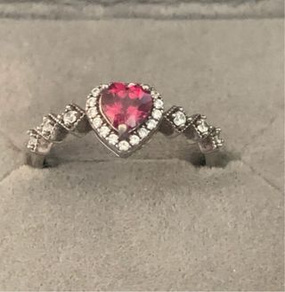 Anillo Plata Corazón Rodolita
