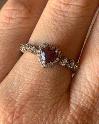 Anillo Plata Corazón Rodolita