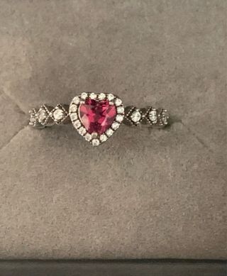 Anillo Plata Corazón Rodolita