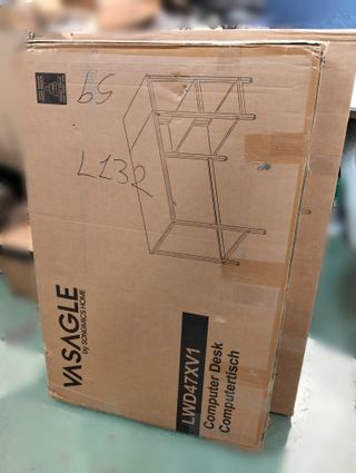 Escritorio Industrial 120x60 cm con Estantes, Mesa de Ordenador VASAGLE LWD47XV1