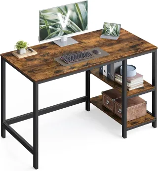 Escritorio Industrial 120x60 cm con Estantes, Mesa de Ordenador VASAGLE LWD47XV1