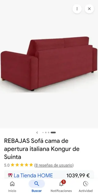 Sofá Cama Italiano Tela granate