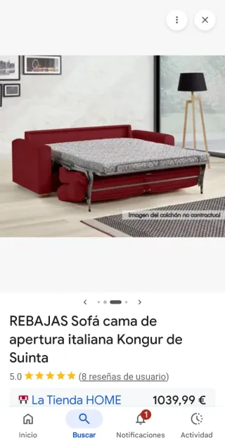 Sofá Cama Italiano Tela granate