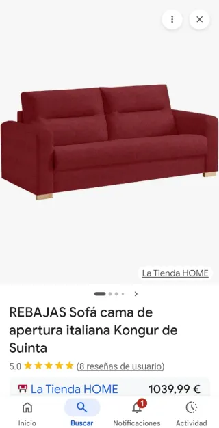 Sofá Cama Italiano Tela granate