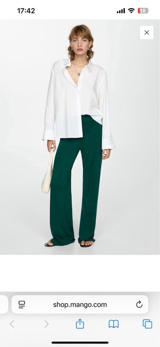 Pantalón punto Mango Talla S Verde