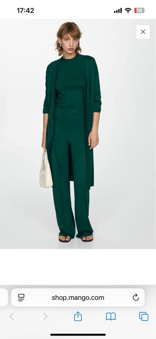 Pantalón punto Mango Talla S Verde