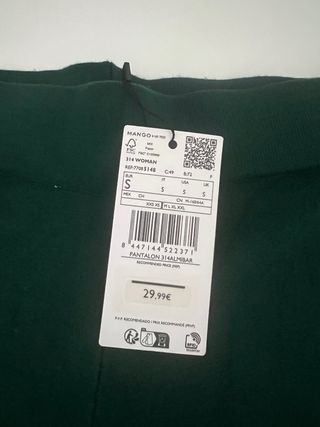 Pantalón punto Mango Talla S Verde