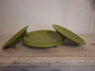 Set 3 Alzatine Piatto Ceramica Verde