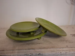 Set 3 Alzatine Piatto Ceramica Verde