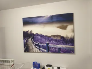 Cuadro paisaje azul y morado