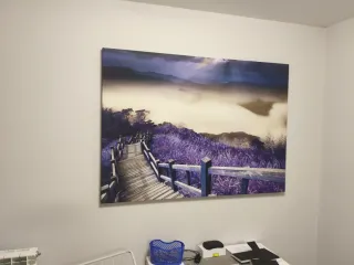 Cuadro paisaje azul y morado