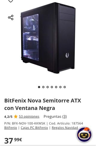 BitFenix Nova Window ATX Caja PC Ventana Negra