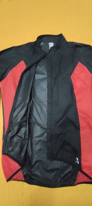 Giacca Antivento Ciclismo Btwin Nera/Rossa