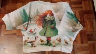 Jersey manga 3/4 estampado niña y patos