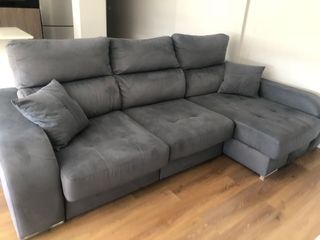 Sofá chaise longue gris petróleo