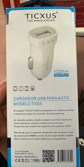 Caricatore auto TXS USB per iPhone 1000mA