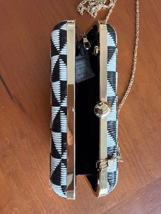 Bolso Clutch Geométrico Blanco y Negro