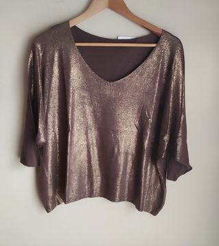 Jersey metalizado marrón chocolate talla única