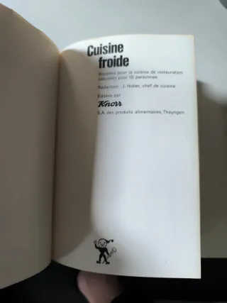 Libro de cocina en francés. Cuisine Froide.