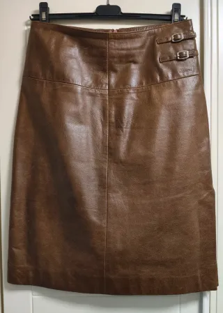 Falda de cuero marrón Talla 38 - con forro.