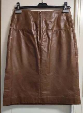 Falda de cuero marrón Talla 38 - con forro.