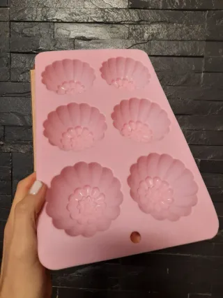 Forma Silicone 6 Mini Muffins Flor Rosa