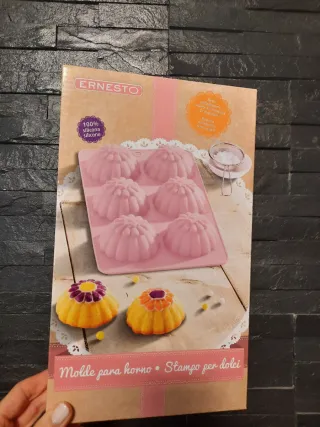 Forma Silicone 6 Mini Muffins Flor Rosa