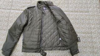 Giacca trapuntata verde militare Foglie Rosse