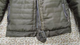 Giacca trapuntata verde militare Foglie Rosse