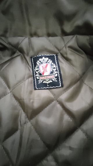 Giacca trapuntata verde militare Foglie Rosse