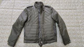 Giacca trapuntata verde militare Foglie Rosse