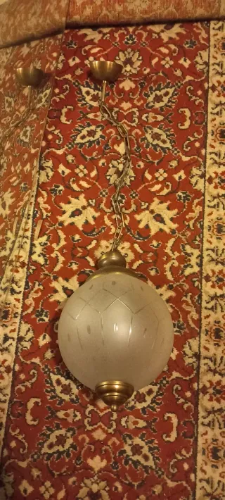 Lampadario vintage vetro e metallo