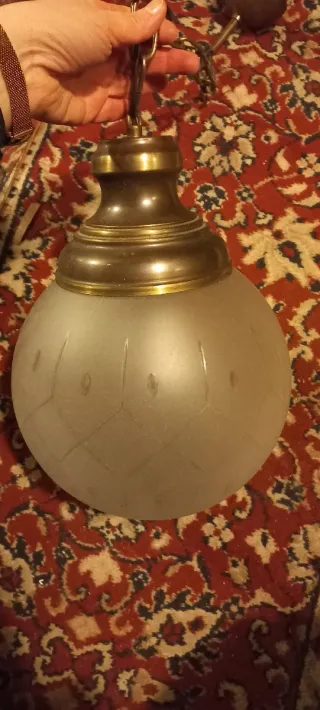 Lampadario vintage vetro e metallo