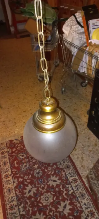 Lampadario vintage vetro e metallo