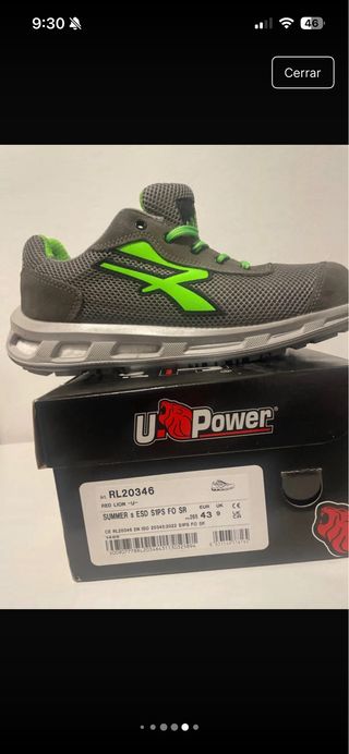 Zapatillas U Power Talla 43 Gris/Verde