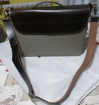 Borsa O bag cuoio/grigio tracolla