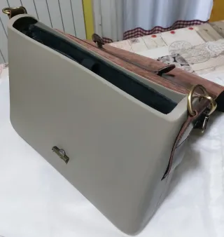 Borsa O bag cuoio/grigio tracolla