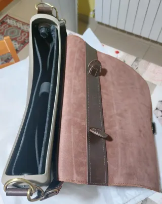 Borsa O bag cuoio/grigio tracolla