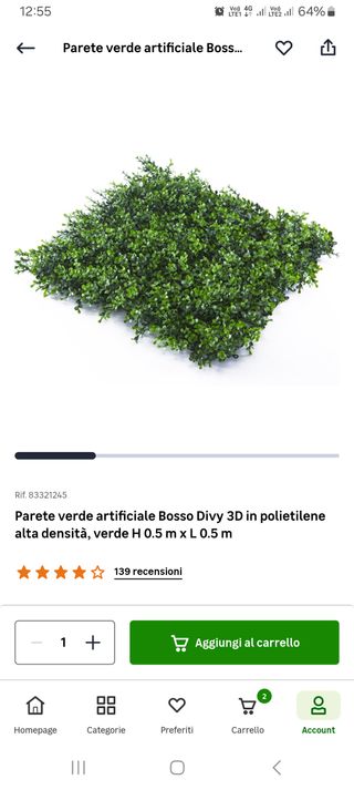 Parete verde artificiale Bosso 0.5x0.5m