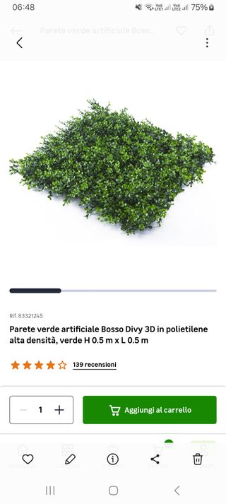 Parete verde artificiale Bosso 0.5x0.5m