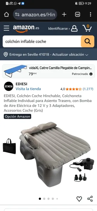 Colchón inflable coche + inflador